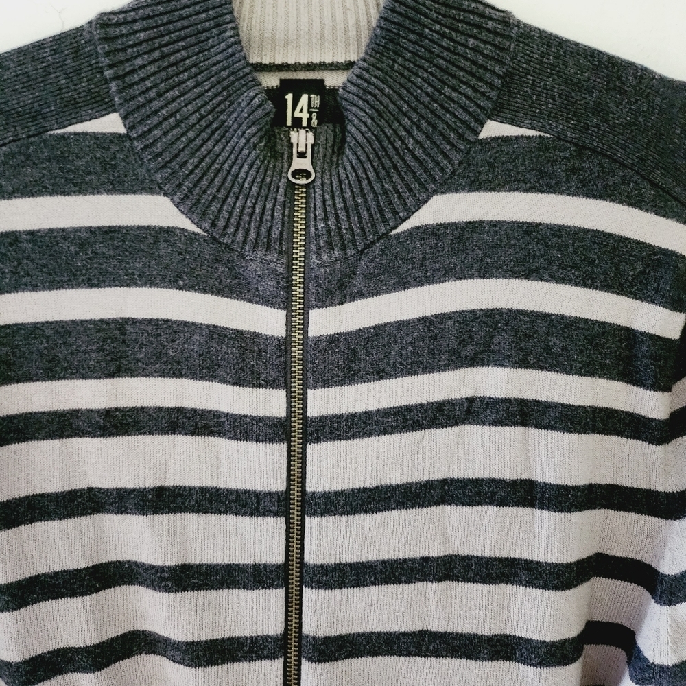 14TH & UNION full zipper striped sweater - Picture 2 of 5